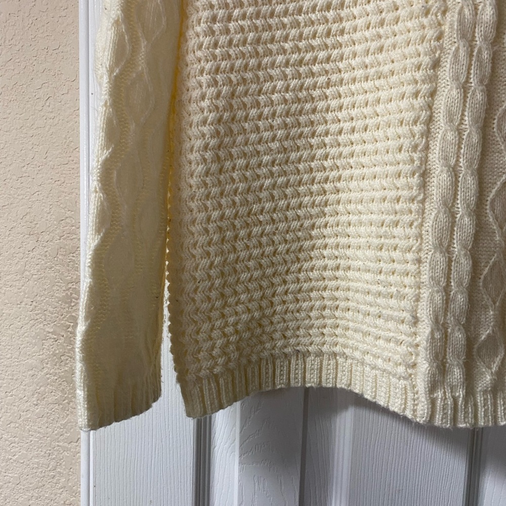Vintage Baxter & Wells Size Large Ivory Cream Cable Knit Crew Neck Sweater - Picture 6 of 14
